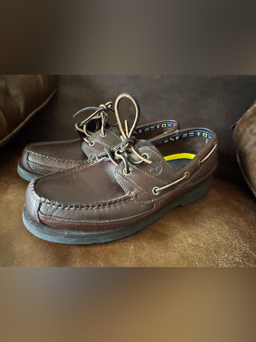 Timberland Leather Boat Shoes Classic 2-Eye Mens 11 Brown Preppy Golf Nautical